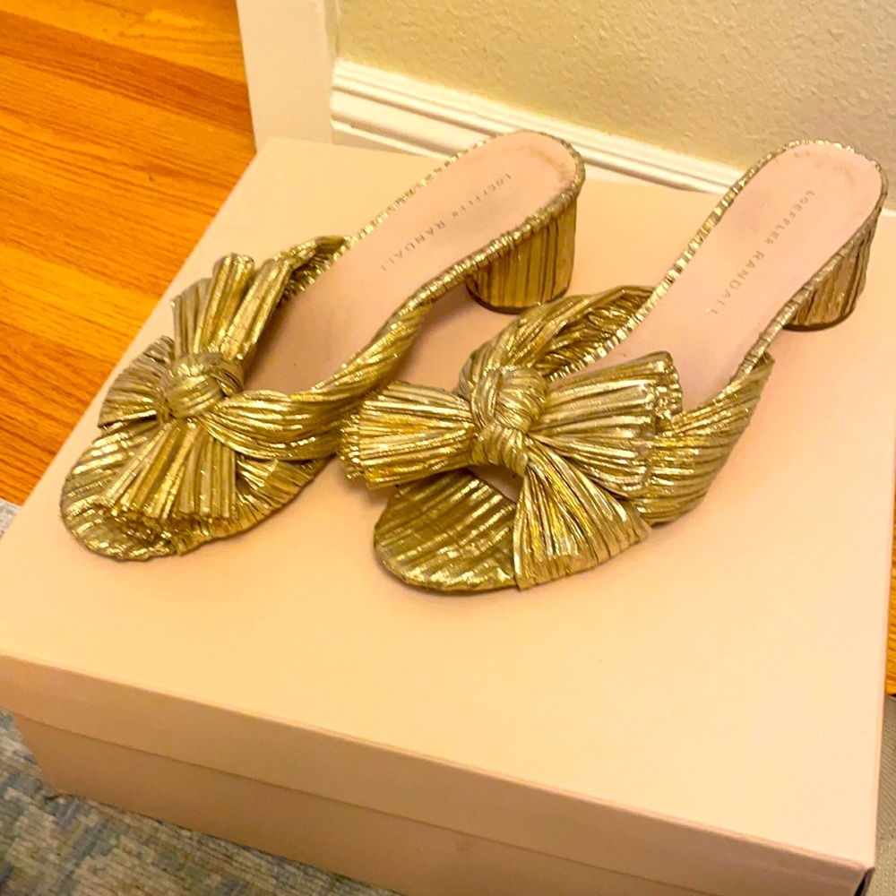 Loeffler Randall Penny pleated gold heels